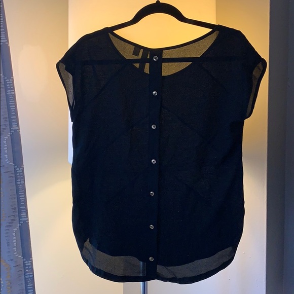 Black and Gold blouse with button up back - Picture 3 of 4